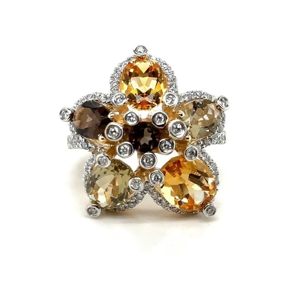 Levian Yellow Gold Flower Ring - Picture 2 of 7